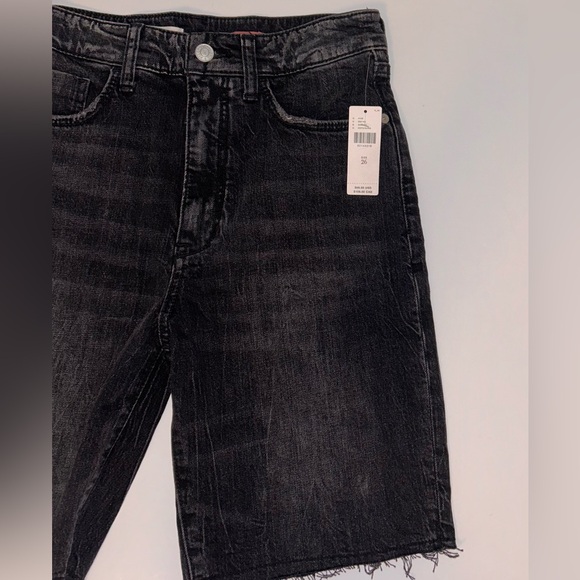 Anthropologie Pilcro women black bermuda hi rise jean shorts raw hem size 26 NWT - Picture 9 of 10